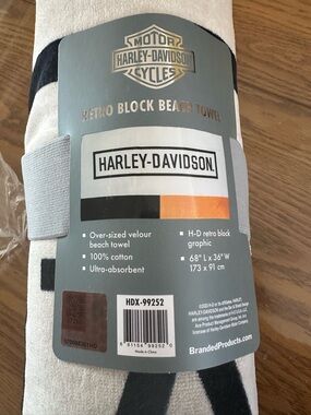Harley-Davidson Black, White & Orange Retro Block Towel